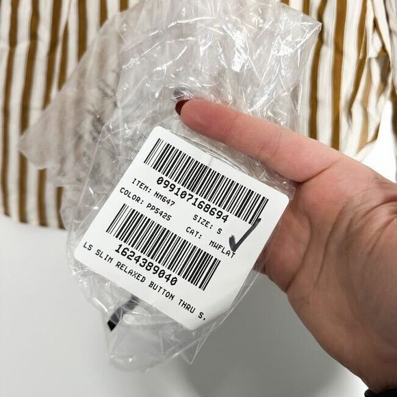 Madewell Crinkled Button Up Shirt Womens Long Sleeve‎ Striped Relaxed Small NWT - Picture 8 of 9